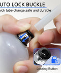 Hands using the auto lock buckle feature on the Pro DIY Ready 200cc Manual Fluid Extractor And Fill Syringe For Cars
