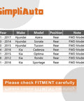 Chart of vehicle compatibility for Rear Wheel Hub Bearing 512437 Fits Hyundai Azera 2011-2017 Sonata 2010-2014 Tucson 2010-2015 ABS FWD