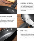 Close-up of 4.7 Inch Mini Nonstick Egg Pan For One Egg Frying Perfect Omelets And Pancakes On The Go, showing ergonomic handle and material.