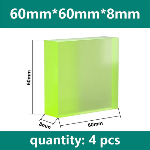 Solid Polyurethane Square Blocks For CNC Machining Shop Projects Badass Urethane Spacers 60mm x 60mm x 8mm green pads.