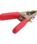 Heavy Duty 260A Brass Welding Ground Clamp With Wide 40mm Jaw For Stable Conduction And Secure Grip On Argon Or Gas Shielded Welding Tasks showing red rubber grips and brass body.