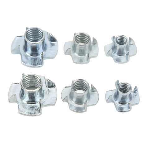 Heavy Duty Galvanized T Nuts Set One Hundred Ten Pieces Pronged Tee Nuts For Wood And Wet Environments Four Inch Five Sixteenths Inch