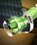 High Flow Ball Swivel Plug For Air Tools, 1/4 Inch Body And 1/4 Inch MNPT, Push-To-Connect Quick Connector, Pro Grade Build, Handles Up To 300 PSI, Twice The Flow Compared To Standard Interchanges, Nickel Finish, green swivel air tool plug with 360° rotation