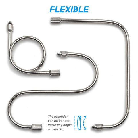 Flexible Brass Mist Nozzle Extensions, 11.5 Inch Bendable Copper Poles set showing flexibility in various angles