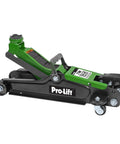 Pro-Lift F-757G 2-ton floor jack, green and black, side view showing hydraulic lift and wheels