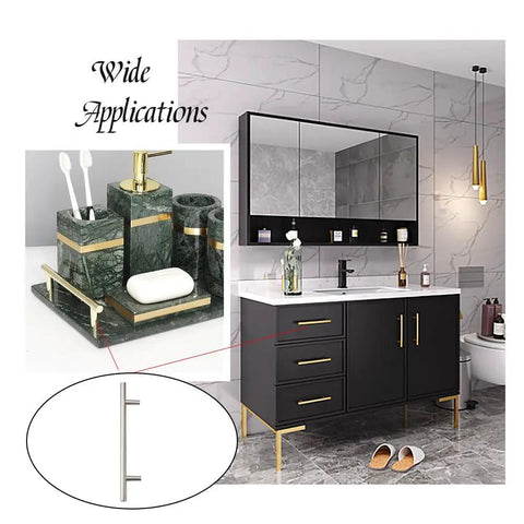 Bathroom with vanity showing 24 PC Resin Tray Handle Set For DIY Cabinets And Drawers 4 To 6 Inch T Bar And Brunch Style Pulls