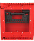 Heavy Duty Wall Mount Group Lock Box Keeping Job Site Gear Safe With Tough As Nails Steel Design, red metal with window for padlocks.