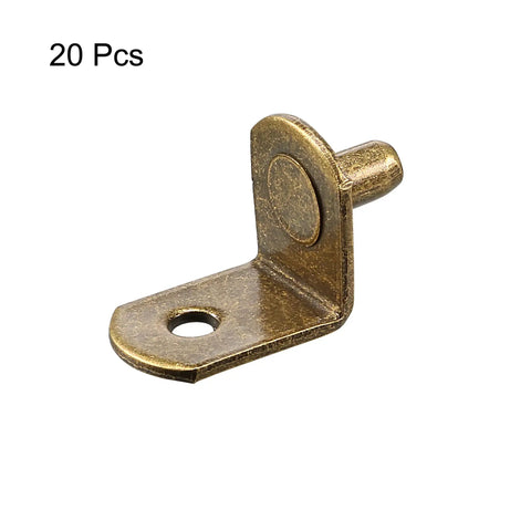 Rock Solid Bronze Shelf Support Pegs, Slick L Shaped Cabinet Brackets, 2 Inch Heavy Duty Shelf Pins For Kitchen Cupboards And Closets, Clean 20 Pack Diy Home Setup Hardware Kit