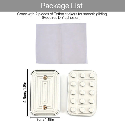 Heavy Duty Metal Fidget Slider Featuring Unlimited Rotary Push Brick Design For Adults ADHD Anxiety And Stress Relief Smooth As Butter Gliding Action Teflon stickers for smooth gliding with package dimensions.