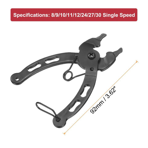 2 In 1 Bicycle Chain Plier Tool Link Pliers For Quick Link Opening And Closing, Remover Pliers For 8 9 10 11 12 24 27 30 Speed Bike Chains, Heavy Duty Manganese Steel Construction, Portable Black in 92mm size