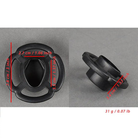 Durable Urethane Bokken Guard Tsuba For Wooden Samurai Swords Black Hand Shield with dimensions marked in red