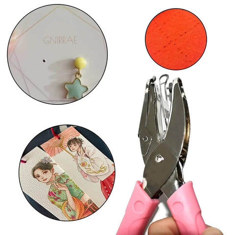 Portable Circle Hole Punch Tool For Craft Paper And Scrapbooking With Pink Soft Grip 1 16th Inch Circle Punch Handy Handheld Paper Punch