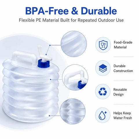 Grab And Go Collapsible Water Container With Spigot For Travel And Camping, 4 Gallon Portable Water Storage Carrier with durable design