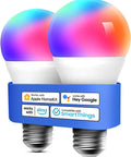 Smart WiFi LED Light Bulbs 2 Pack, Dimmable RGBWW 2700K to 6500K, 810 Lumens, 60W Equiv, E26, compatible with smart assistants