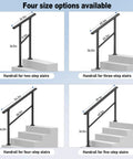 Built Tough Outdoor Handrails For One To Two Steps With No Sweat Setup Adjustable Angle Black Iron Stair Railing Kit for concrete stairs