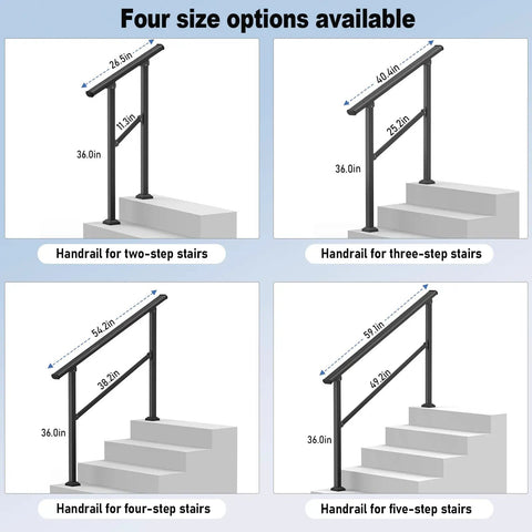 Built Tough Outdoor Handrails For One To Two Steps With No Sweat Setup Adjustable Angle Black Iron Stair Railing Kit for concrete stairs