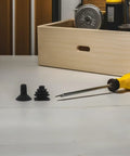 Silicone Joystick Cover for Electric Wheelchair Controller Protective Shield That Resists Spills and Dirt, shown with two pieces on table