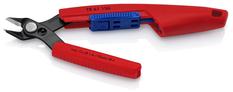 Sleek 6 Inch Slim Zip Tie Pliers With Slick Flush Cutting Action And Asymmetrical Handles, Red handle, tight cutting blades