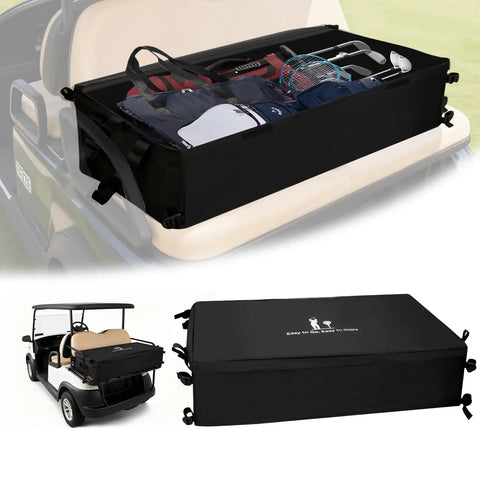 Golf Cart Storage Bag And Accessories For 2 Plus 2 Seats Heavy Duty Cargo Box With Strong Buckles And Adjustable Straps