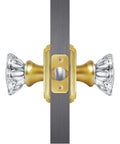 Antique Crystal Door Knob Set In Satin Brass For Interior Doors With Passage Function Real Glass Knobs On Zinc Rosettes