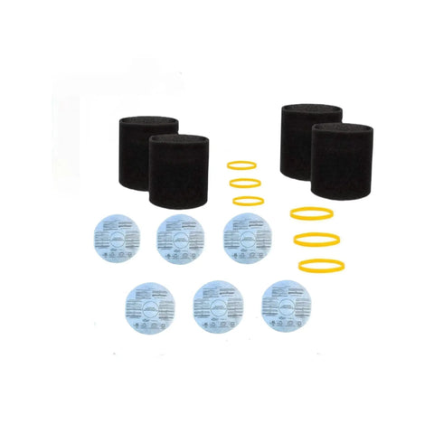All In One Heavy Duty Wet Dry Vacuum Filter Replacement Kit For 5 Gallon And Larger Vacuums with dry filters, bands, sleeves