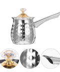 Stovetop Turkish Coffee Pot Cezve Ibrik Hammered Stainless Steel 400ml Coffee Maker Milk Warmer with Spout