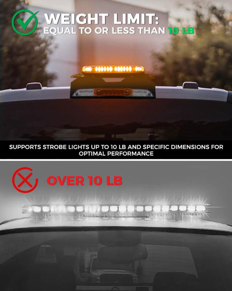 No Drill Light Bar Cab Mount With Magnetic And Bolt Mounting For Ford F150 2015 And Newer And Ford F250 Through F550 2017 And Newer Supports