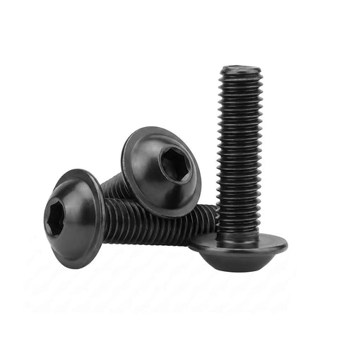 Top Shelf M6 X 20Mm Flanged Button Head Hex Socket Cap Screws 304 Stainless Steel Black Oxide Finish close-up view of screws