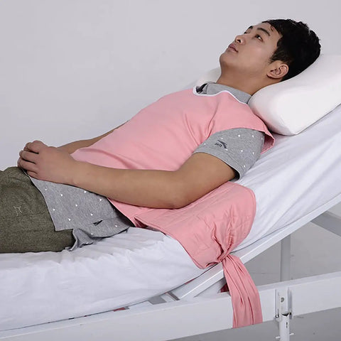 Chenhon Criss Cross Chest Vest Restraint Secure Patient Safety For Bed Or Chair Use Adjustable Elastic Cotton Fabric M Size on patient in bed