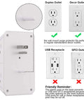 Wall Outlet Extender Surge Protector With Six Wide Spaced Outlets And Four Fast Usb Ports For Dorm Room And Office Gear, showing fit for duplex and decor outlets.