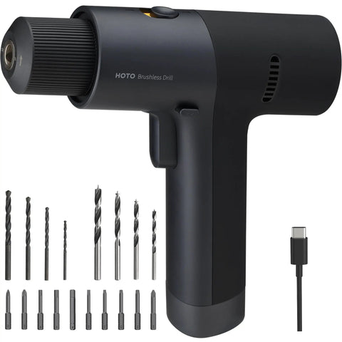 Cordless Brushless Drill Kit 12V With LED Digital Display, 30 Precision Gears, 2000mAh Battery, 3/8 Inch Keyless Chuck, includes bits