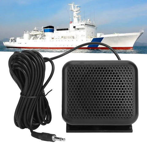 External Speaker For Two Way Car CB Radio with long cable, black ABS build, compatible with FT-847 FT-920 FT-950 FT-2000 radios.