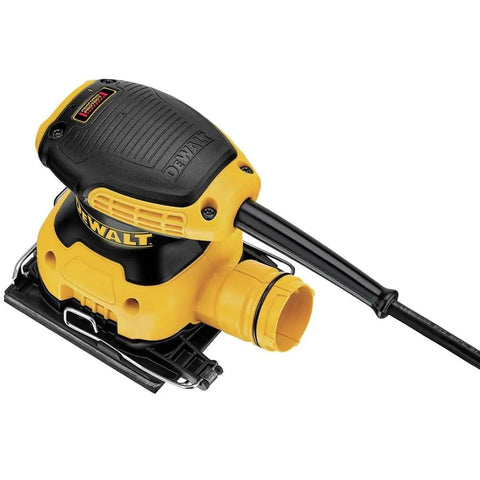 Grab And Go Palm Sander 1/4 Sheet, 14,000 OPM, 2.3 Amp Electric Sander with rubber grip and improved paper clamp, side view