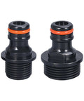 Garden Hose Quick Connect Fittings Pack Of 2 3/4 Inch GHT Male Nipples Adapters for Water Coupling shown close-up with black finish