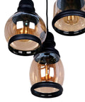 Vintage Farmhouse Pendant Lights Dope For Kitchen Island With 3 E26 Sockets Black Metal Glass Jar Chandelier Ceiling Fixture Adjustable Height To 43 Inches Rustic Dining Room Lighting close-up view of glass jar shades with bulbs