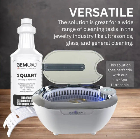 Ultra Concentrated Ultrasonic Jewelry Cleaner Solution For Home Use Delivers Killer Deep Clean For Rings Watches Glasses Earrings Coins Works With Diamond Gold Silver 1 Quart Mix With Water next to ultrasonic cleaner device