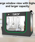 Front view of the upgraded 3D printer enclosure with LED light and smoke exhaust kit, fireproof dustproof tent, 840 x 580 x 580mm.