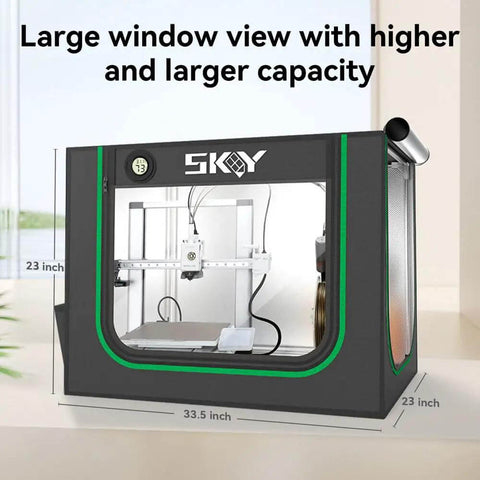 Heavy Duty 3D Printer Enclosure With LED Light Iron Frame And Ventilation Kit for A1 and A1 Mini, large window view