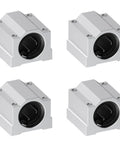 Go-To SCS10UU 4 Pack Linear Ball Bearing Set 10mm ID 35mm Length Aluminum Slide Block in silver with black interior