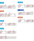Diagram showing measurement settings for 3 Hole Handheld Paper Punch Grab And Go, compatible with A4 A5 A6 A7 sizes.
