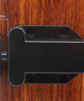 Non Magnetic Door Push Latch For Single Doors with adjustable spring clip shown on wood surface, 8mm installation gap.