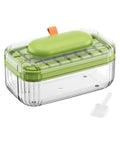 Go To Press Type Cold Block Mold Nonstick Ice Trays With Secure Lids Easy Release Freeze Tray For Perfect Cocktail Cubes, green lid and clear box.