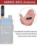 Dual Band Ham Radio Antenna For VHF UHF 144 430 MHz, 1.96 Inch Stubby SMA Female Long Range Antenna displayed with radio
