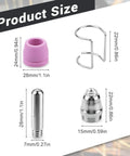 All In One Plasma Cutter Consumables Kit With Torch Tips Nozzles Electrodes Shield Cups And Spacers For LTP5000D LTPDC2000 LTPAC2500 Ceramic Tips Included Pro Grade showing size dimensions