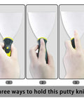 Putty Knife Set 4 Piece Pro Grade Scrapers grip demonstration showing hand positions for drywall spackle putty decals work.