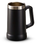 Adventure Ready Black Stainless Steel Beer Stein And Coffee Tumbler With Thermal Vacuum Insulation, Big Grip Handle, 24 Oz Travel Mug