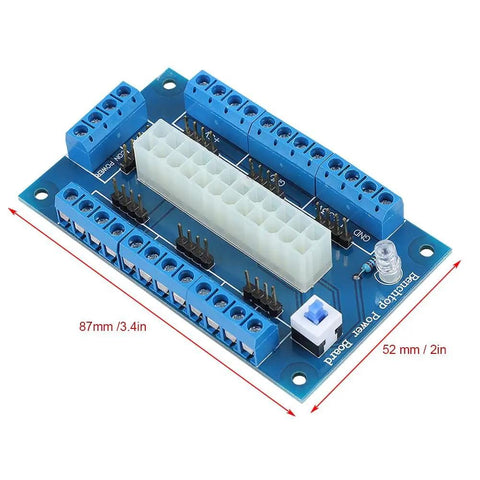ATX Power Supply Bench Board 24 Pin 20 Pin 24Pin Adapter For PC Builds And DIY Testing with lock switch and terminal blocks