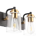 20.1 Inch Black Vintage Bathroom Vanity Light With Modern Glass Globe Shade Brass Wall Lamp Two Light Fixtures