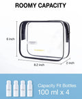 Clear Toiletry Bags Set Two Pack TSA Approved Carry On Travel Pouches Water Repellent Cosmetic Bags For Women Quart Size See Through Airport Security Friendly Black Must Have showcasing roomy capacity with 100ml bottle fit