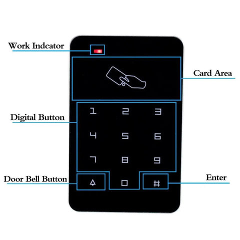 Knockout Standalone Door Access Control Kit With Strong Magnetic Lock, Steady DC12V Power Supply control panel with keypad and card area.